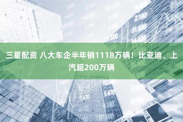 三星配资 八大车企半年销1118万辆！比亚迪、上汽超200万辆
