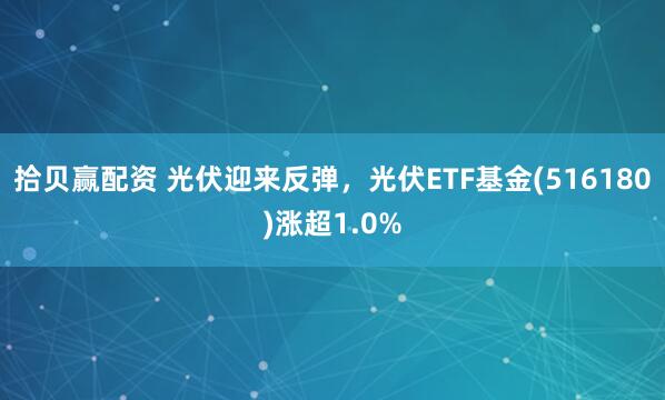 拾贝赢配资 光伏迎来反弹，光伏ETF基金(516180)涨超1.0%