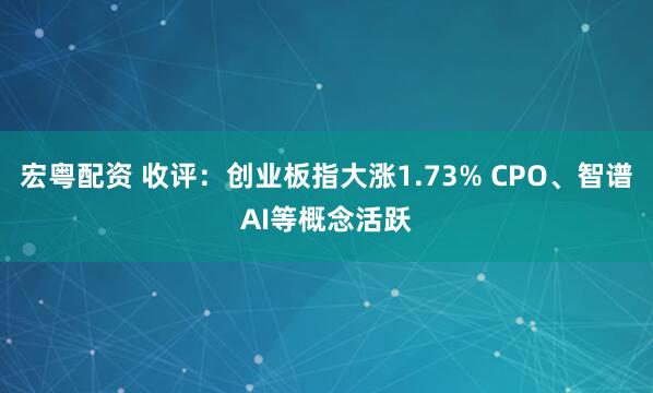 宏粤配资 收评:创业板指大涨1.73% CPO、智谱AI等概念活跃